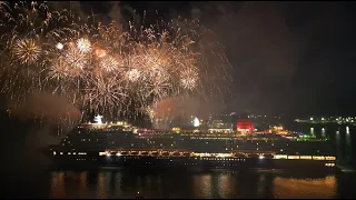 Cunard QUEEN ANNE Fireworks Southampton Above Beyond - Left To Hide DRONE 4K