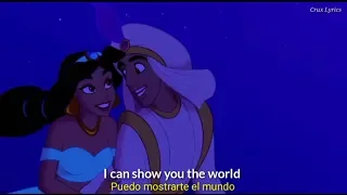 Mena Massoud, Naomi Scott - A whole new world / Lyrics (Audio Replaced on Aladdin's animation)