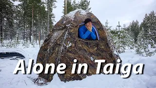 Winter Camping in Hot Tent | Alone in Wilderness