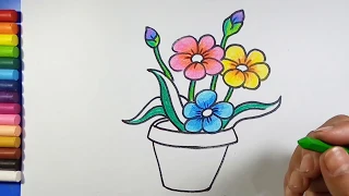 Easy & Simple Flower Pot Drawing