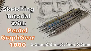 Sketching Tutorial with Pentel GraphGear 1000 | Face Drawing |