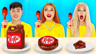 Big, Medium and Small Chocolate Plate Challenge! Eating Giant VS Tiny Honey Jelly by RATATA BOOM