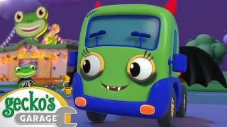 Baby Truck Trick or Treat | Gecko's Garage Halloween Cartoons | Moonbug Halloween for Kids