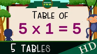 5-x1=5 Multiplication, Table of Five 5 Tables Song Multiplication Time of tables  - MathsTables