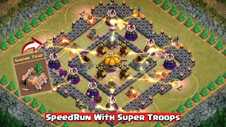 Shrink Trap Base Speedrun With Every Super Troops | Clash of Clans