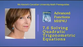 Advanced Functions 7.6 Solving Quadratic Trigonometric Equations