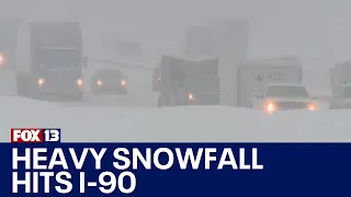 Heavy snowfall wreaking havoc on I-90 | FOX 13 Seattle