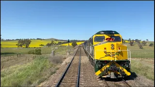 Crossing SSR Grain Train 9349 On The Main South Cab View - 4K