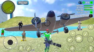 Rope Frog Hero Flying Military Airplane Cars and Bike Driving Simulator - Android Gameplay.