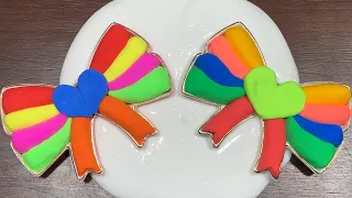 RAINBOW COLOR - Mixing BOW Clay Into GLOSSY Slime ! Satisfying Slime Videos #1545