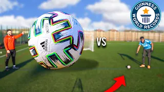 World's BIGGEST Football vs World's SMALLEST Football.. CRAZY SOCCER CHALLENGE ft SV2
