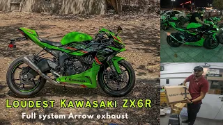 Loudest Kawasaki ZX6R loaded with FULL SYSTEM ARROW EXHAUST 🔥