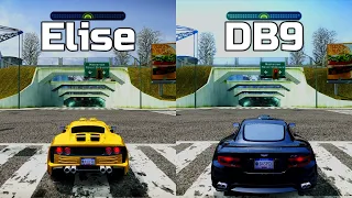 NFS Most Wanted: Lotus Elise vs Aston Martin DB9 - Drag Race