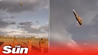 Ukraine jet flies over artillery after destroying 'four Iranian drones' #shorts