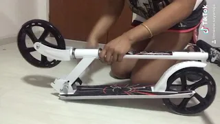 How to storage/fold and unfold large 2 wheels kick scooter