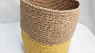 Jute Cotton Yellow Basket 12 inches