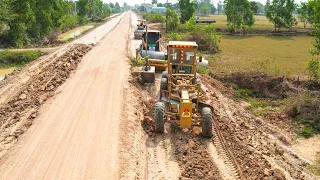 Building Province Road Foundation| Powerful Motor Grader GD605A Pushing Land With Roller Compression