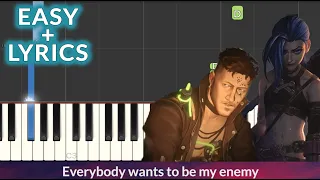 Imagine Dragons x J.I.D - Enemy (Arcane League of Legends) EASY Piano Tutorial + Lyrics