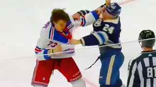 Matt Rempe Mathieu Olivier Fight (FULL CLIP) - Rangers vs Blue Jackets | NHL Highlights