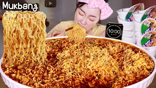 ((같잖음주의)) 라면10개 10분컷 뽀사기 도전!!!🍜챌린지 먹방!!🔥ㅣ라면먹방 Eat 10 Spicy Ramen MUKBANGㅣREAL SOUNDㅣASMR MUKBANG