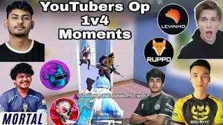 Top 10 YouTubers 1v4 Op Moment PUBG TACAZ PANDA LEVINHO MORTAL DYNAMO RUPPO COFFIN MUNNO DWOZ