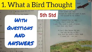 5th Std - English - Chapter 1 What a bird thought explained in hindi with questions answers exercise