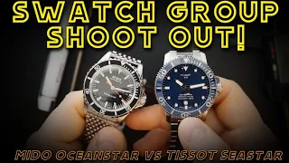 MIDO Oceanstar Tribute vs Tissot Seastar 1000 - Swatch Group Affordable Dive Watch Comparison