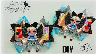 Мк  Бантики LOL из репсовых лент с экокожи  DIY Ribbons Hair Bows