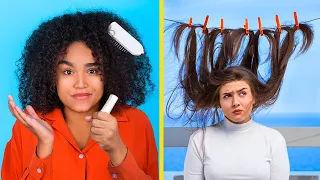 Problemas De Cabello Largo vs Cabello Corto / Problemas Graciosos De Cabello Rizado y Trucos