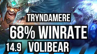 TRYNDAMERE vs VOLIBEAR (MID) | 68% winrate, 9/2/5 | EUW Master | 14.9