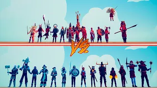 ICE AND FIRE TEAM vs VIKING + EVIL TEAM - Totally Accurate Battle Simulator | TABS