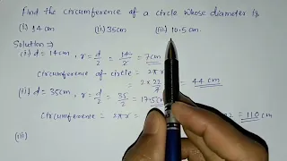 Find the circumference of a circle whose diameter is given