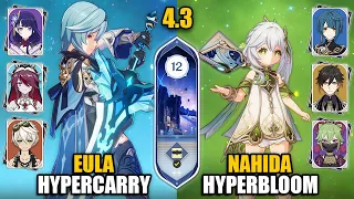 F2P C0 Eula Hypercarry & C0 Nahida Hyperbloom | Spiral Abyss 4.3 Floor 12 9 Stars | Genshin Impact
