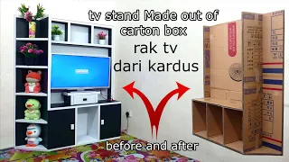 DIY making a minimalist TV SHELF from CARDBOARD BOXES - the best furniture made from cardboard