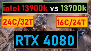 Intel 13900k vs 13700k Test Benchmarks RTX 4080 16GB 4K Settings