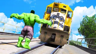 GTA V - Can HULK Stop The Train (Euphoria Physics, Funny Moments)