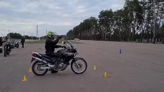 Motogymkhana training on Transalp 650