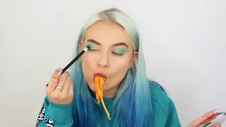 a makeup tutorial but not really bc i'm eating all the time