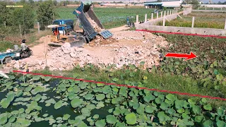 Land reclamation is best done by pouring rocks to fill the lake with bulldozer​ D21p and dump trucks