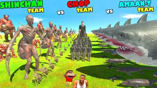 SHINCHAN TEAM vs CHOP TEAM vs AMAAN TEAM in Animal Revolt Battle Simulator | Dinosaur Game ARBS