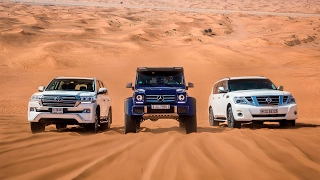 DRAG RACE | Mercedes-Benz G500 4×4² Vs. Toyota Land Cruiser Vs. Nissan Patrol