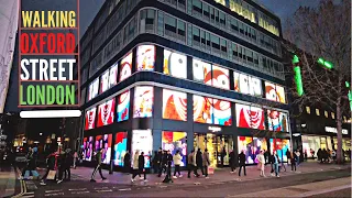 Walking Street London. London Walk. 4K video 60fps. Oxford Street, Oxford Circus London 2022