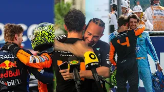 Max Verstappen Lewis Hamilton & more F1 Drivers congratulate Lando Norris | Wholesome scenes