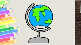 How to draw a Globe | Step-By-Step | Drawing Globe Easy |