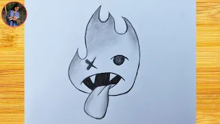 How to Draw a Flame Face Easy - Fire Drawing Step by Step - Easy Drawings for Beginners