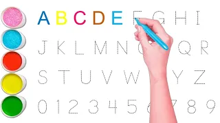 Write the alphabet (A to Z) and numbers (0 to 9) along the dotted lines for kids | ABCD for Kids