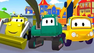 Excavator , Dump Truck & Crane the Construction Squad & Friends in Car City | Truck Cartoon for Kids
