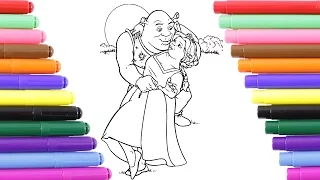 Shrek and Princess Fiona Colorig Page for Kids, Coloring book