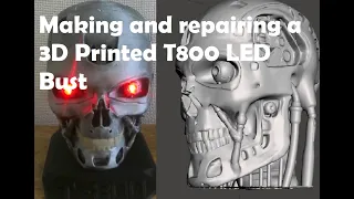 3D print, paint and LED light a Terminator T800 Bust