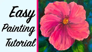 Easy Hibiscus Acrylic Painting Tutorial (in Real Time!)